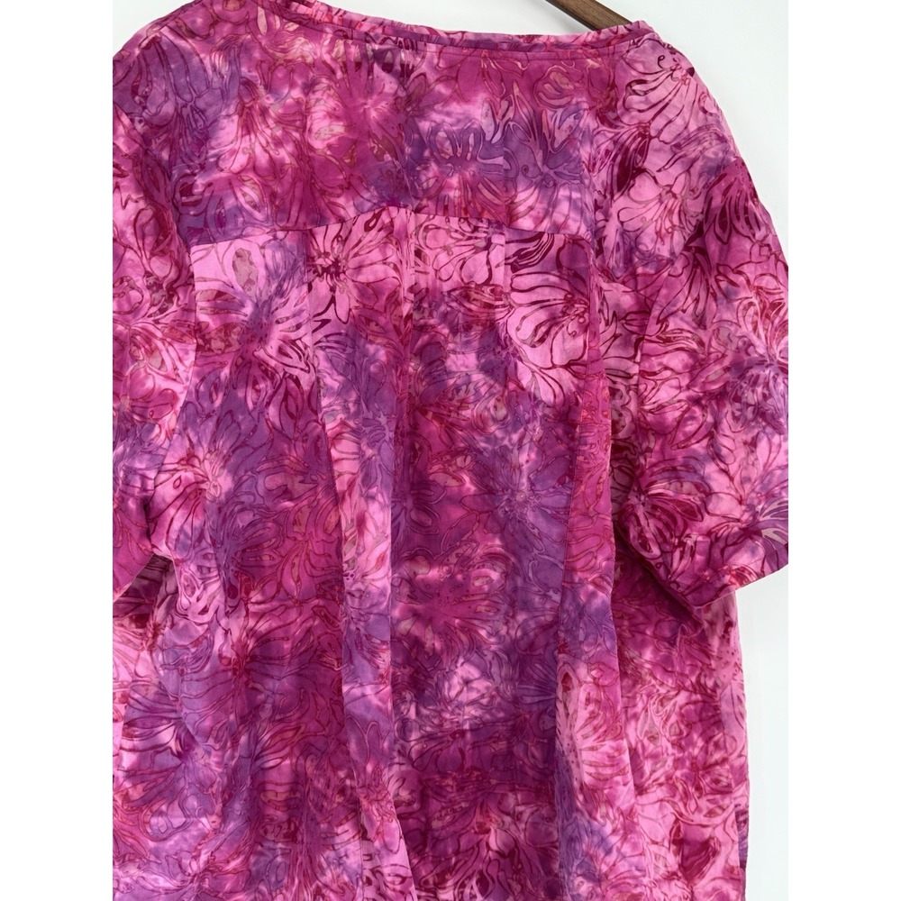 Catherines Top Purple and Pink Floral Print Stretchy Tunic Top - Picture 5 of 8